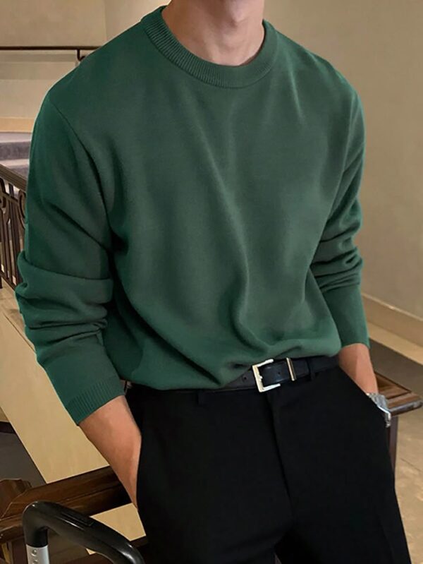 Men’s Brown Casual Knit Sweater - Image 3