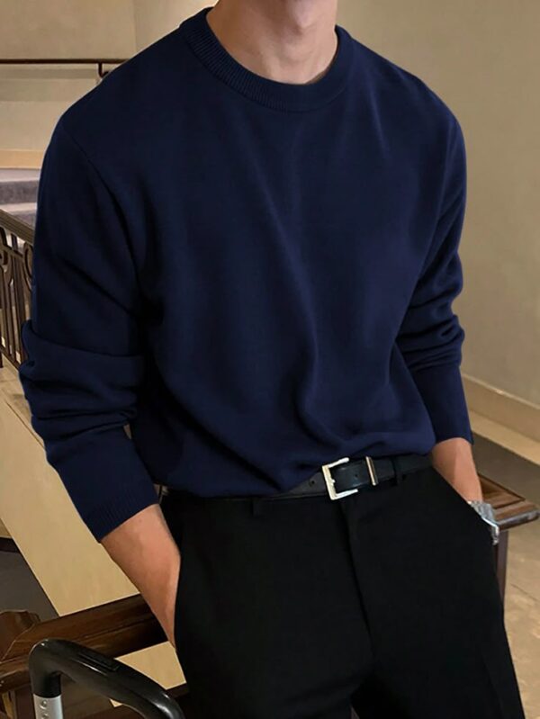 Men’s Brown Casual Knit Sweater - Image 2